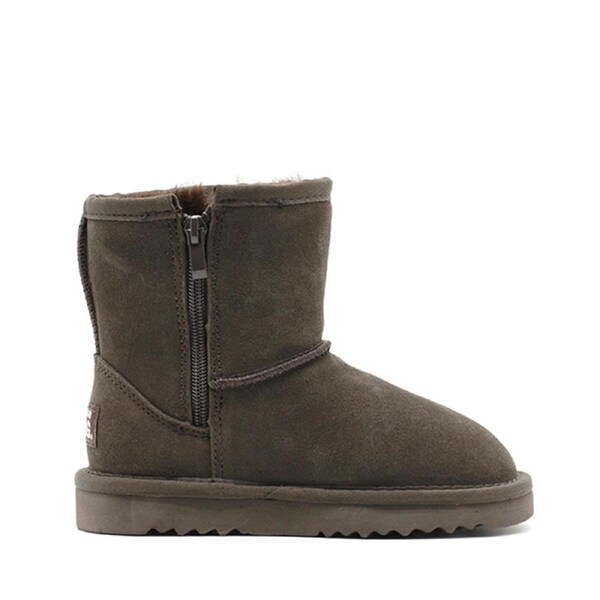 Waratah UGG Water Resistant Kids Short Zip Up Boot - Chocolate K8-9