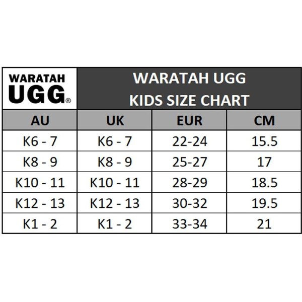 Waratah UGG Water Resistant Kids Short Zip Up Boot - Grey K6-7
