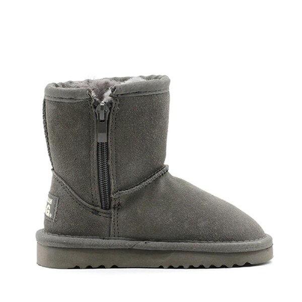 Waratah UGG Water Resistant Kids Short Zip Up Boot - Grey K10-11