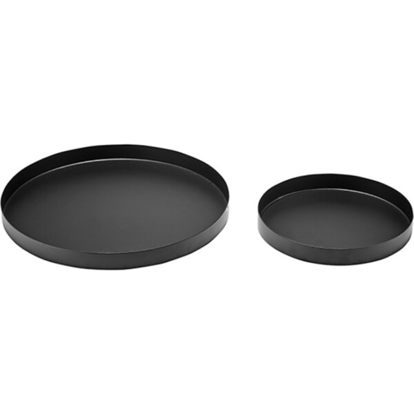 2pc Tempa Aurora Matte Black Assorted Serving Tray/Food Server Carbon Steel