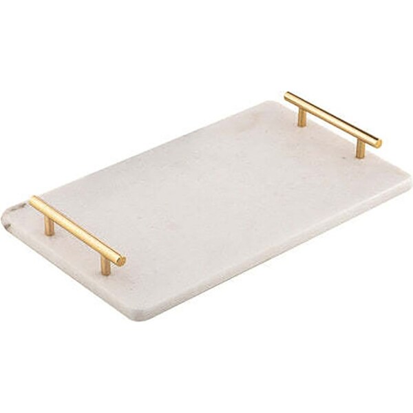Tempa 40cm Emerson Marble Handled Rectangle Food Serving Tray/Board/Plate White