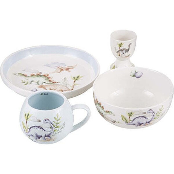 4pc Ashdene Dino Land Kids/Children Dinner Food 200ml Mug/Egg Cup/Bowl/Plate Set