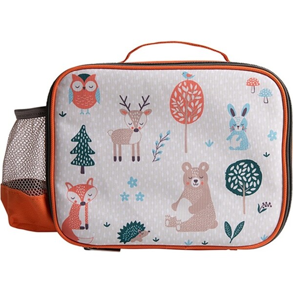 Ladelle Woodland Insulated Kids/Children PEVA Zip Lunch Prep Bag w/Bottle Net