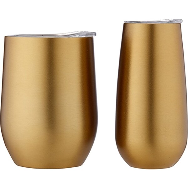 Tempa Sawyer After Hours 350ml Wine Tumbler/150ml Champagne Tumbler Set Gold