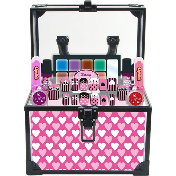 Kid Girls Makeup Set Lipstick Set Suitcase Style Cosmetic Pretend Play Kit Princess Toy