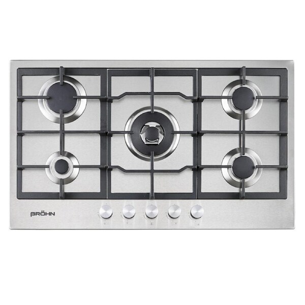 BROHN Premium 90cm Gas Stainless Steel Cooktop 5 Burners