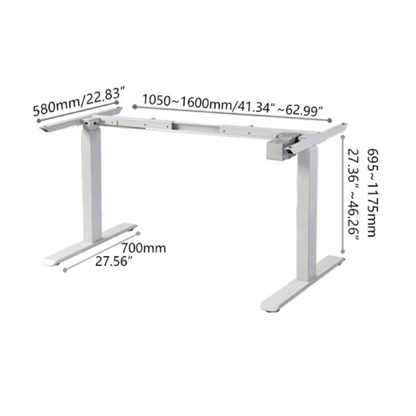 Electric Height-adjustable Computer & Laptop Standing Desk Single Motor White Frame only