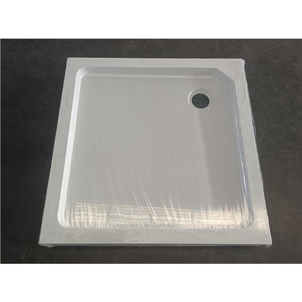 Square SMC Shower Tray Base 900x900x120mm White + Waste