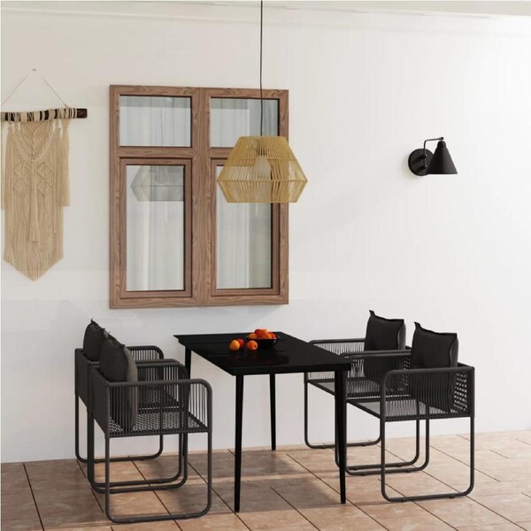 5 Piece Garden Dining Set Black vidaXL
