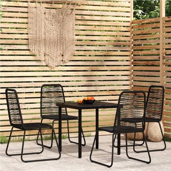 5 Piece Garden Dining Set Black vidaXL