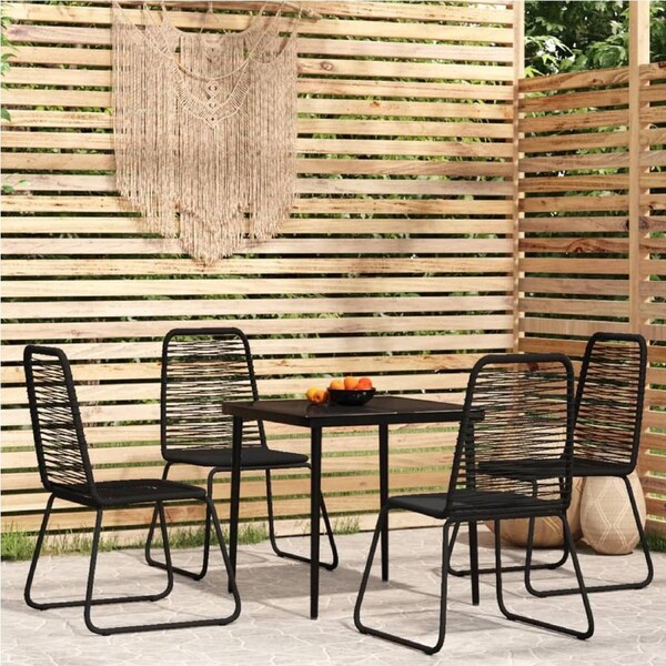 5 Piece Garden Dining Set Black vidaXL