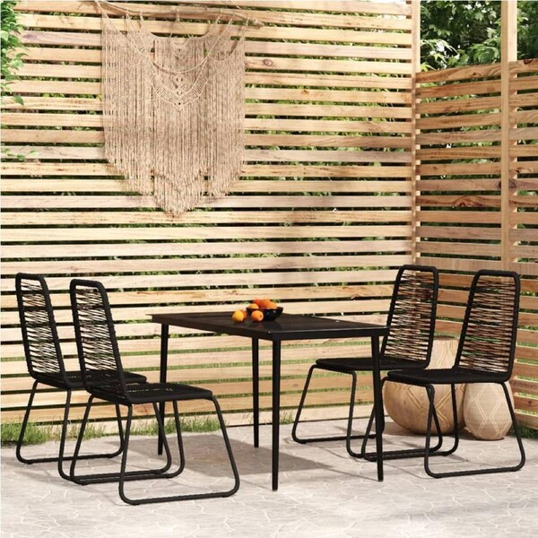 5 Piece Garden Dining Set Black vidaXL