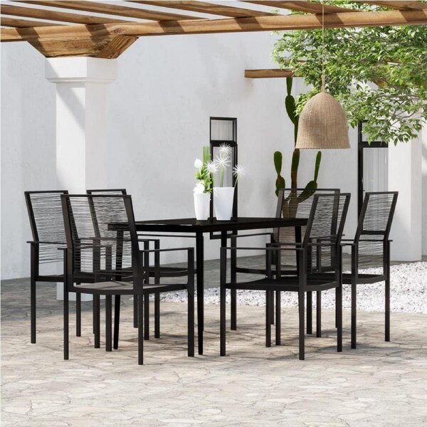 7 Piece Garden Dining Set BlackvidaXL