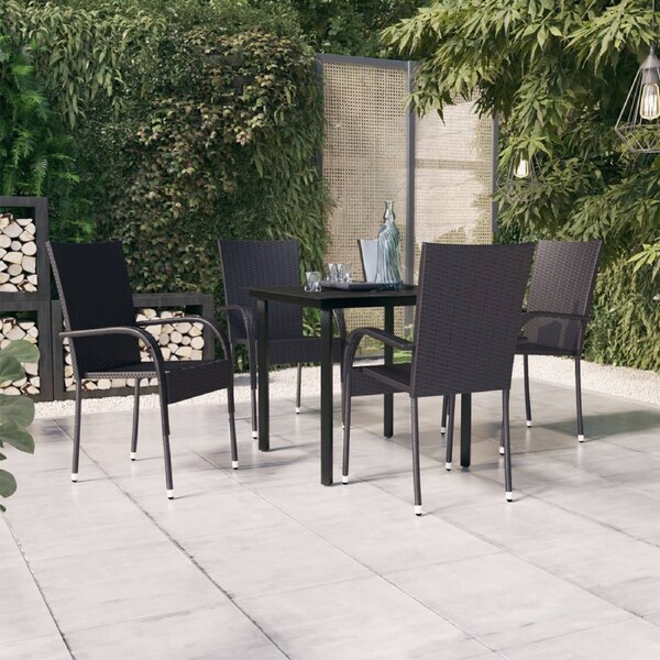 5 Piece Outdoor Dining Set Black vidaXL