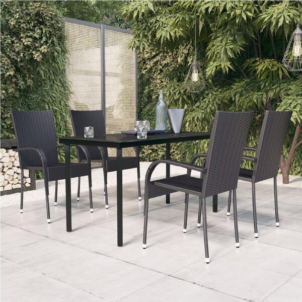5 Piece Outdoor Dining Set Black vidaXL