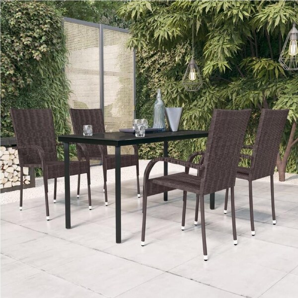 5 Piece Outdoor Dining Set Brown and Black vidaXL