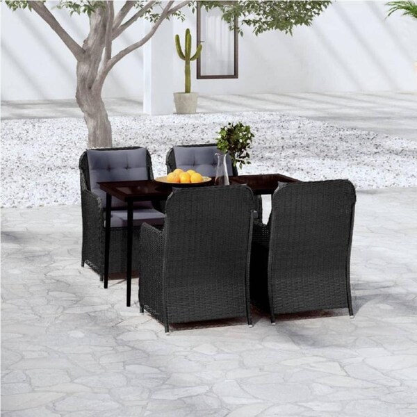 5 Piece Garden Dining Set Black vidaXL