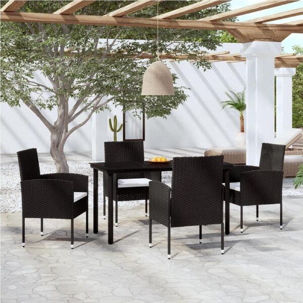 5 Piece Garden Dining Set Black vidaXL