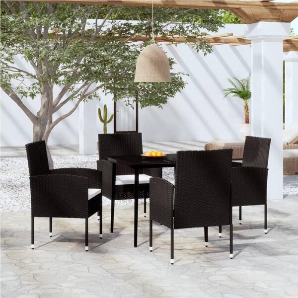 5 Piece Garden Dining Set Black vidaXL