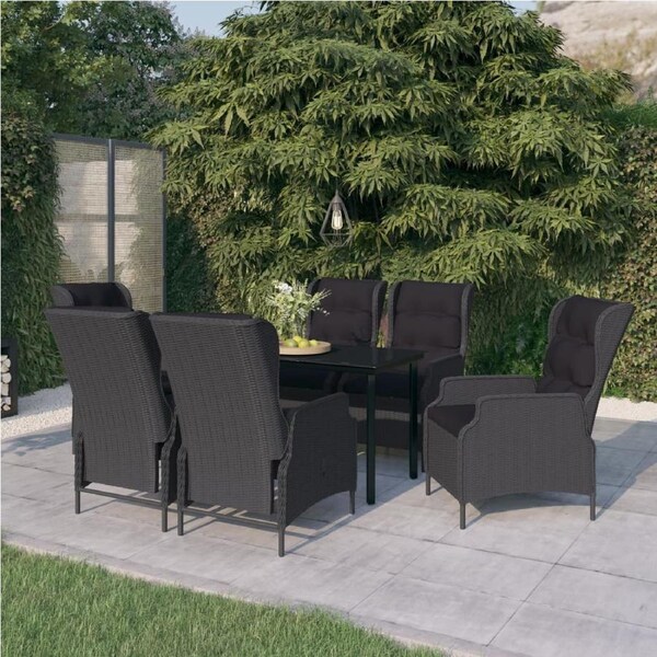 7 Piece Garden Dining Set Dark Grey vidaXL