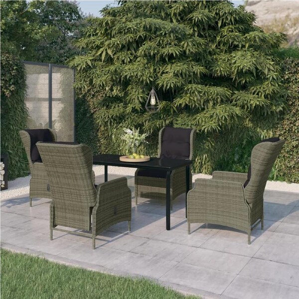 5 Piece Garden Dining Set Brown vidaXL
