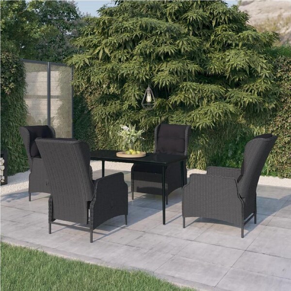 5 Piece Garden Dining Set Dark Grey vidaXL