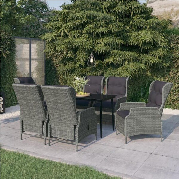 7 Piece Garden Dining Set Light Grey vidaXL