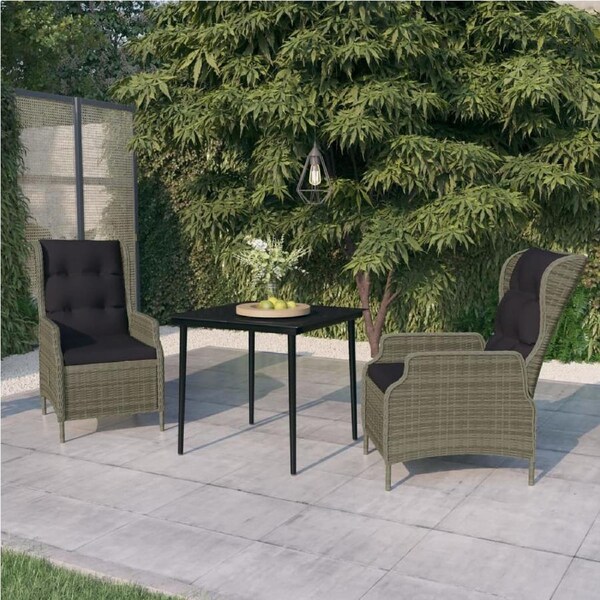 3 Piece Garden Dining Set Brown vidaXL
