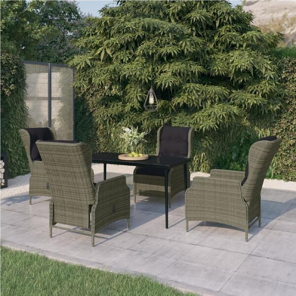 5 Piece Garden Dining Set Brown vidaXL