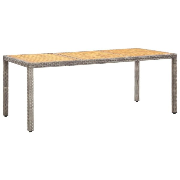 Garden Table Grey 190x90x75 cm Poly Rattan and Acacia Wood vidaXL