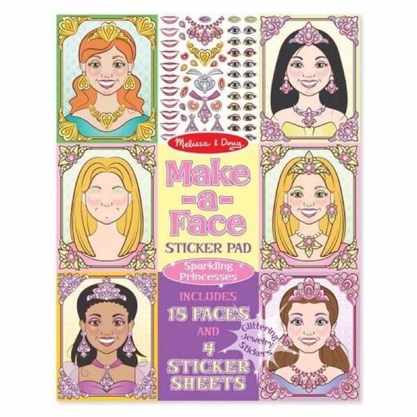 Melissa & Doug Make-A-Face Sparkling Princesses Sticker Pad