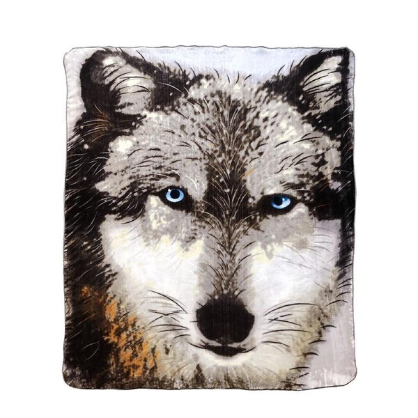 J.Elliot Home 350gsm Wolf Photo Mink Blanket 220 x 240 cm