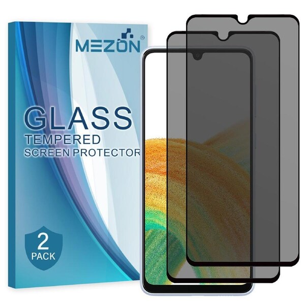 [2 Pack] Privacy Anti-Spy Full Coverage Samsung Galaxy A33 5G Tempered Glass Premium 9H HD Screen Protectors by MEZON (Galaxy A33 5G, Privacy)