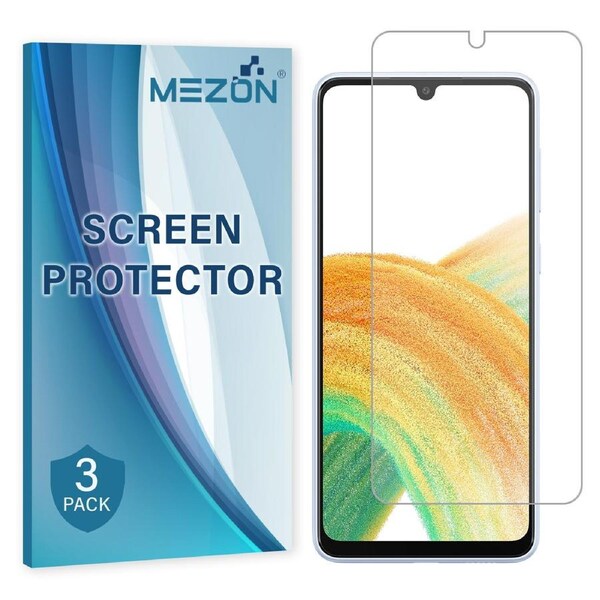 [3 Pack] Samsung Galaxy A33 5G Ultra Clear Screen Protector Film by MEZON – Case Friendly, Shock Absorption (Galaxy A33 5G, Clear)