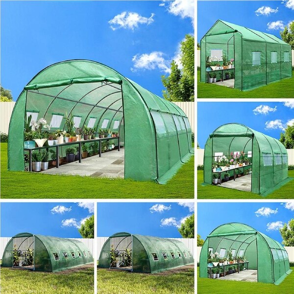 Green Fingers Greenhouse Tunnel Garden Green House Storage Walk in Shed Plant 4x3x2M