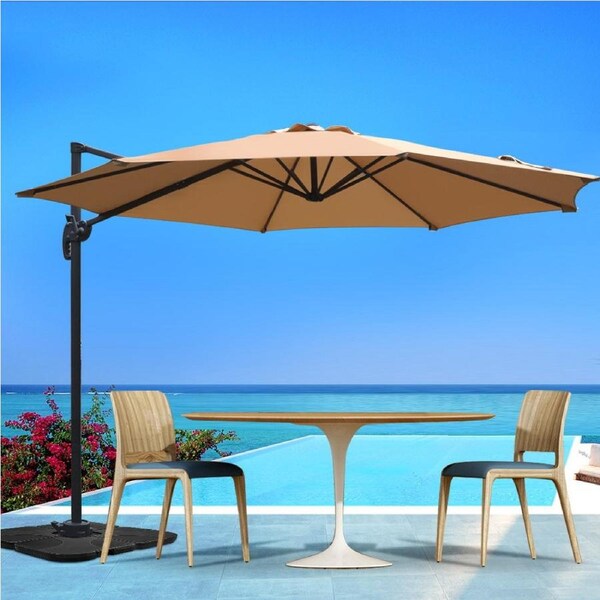 Instahut Outdoor Umbrella 3M Sun Beach Roma Cantilever UV Sunshade Umbrellas Beige