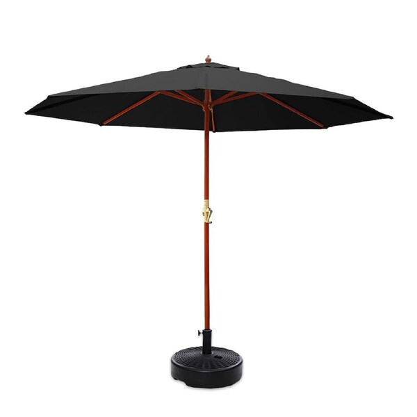 Instahut Outdoor Umbrella Beach UV Stand Garden Deck Patio Umbrellas 3M Black w/base