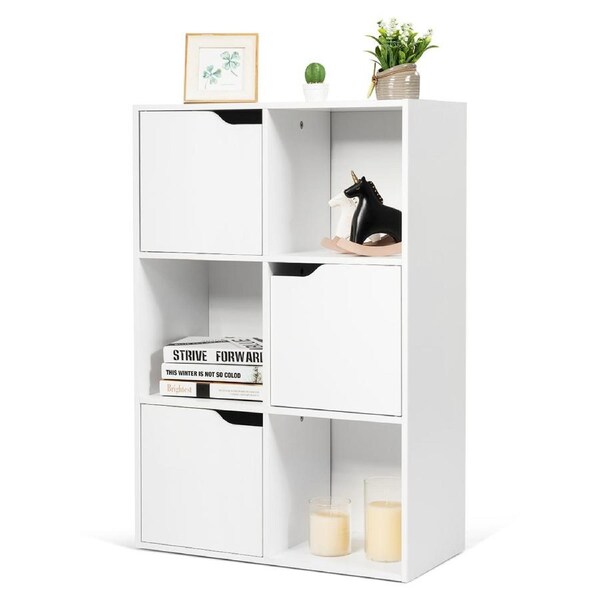 Costway 6 Cube Storage Cabinet Display Shelf DIY Bookcase Bookshelf Toy Organiser Unit Home Office White