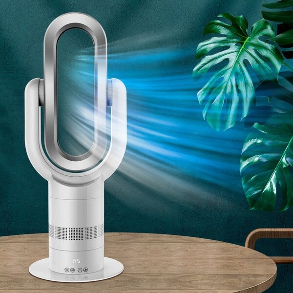 ANGELO Bladeless Fan Floor Cool hot Heater Remote Control 9h Timer 10 Speed Rating