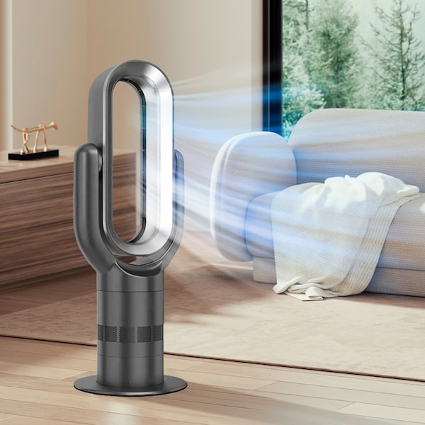ANGELO Electronic LED touch Floor Bladeless Fan heater Cooler 180 degree 10 speeds adjustable