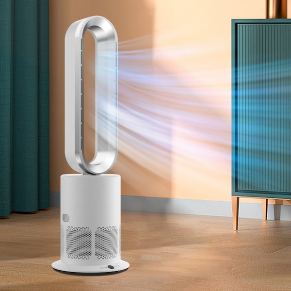 ANGELO Cool Heat Bladeless Fan Air Purification Remote Control Floor 9h Timer 10 Speeds