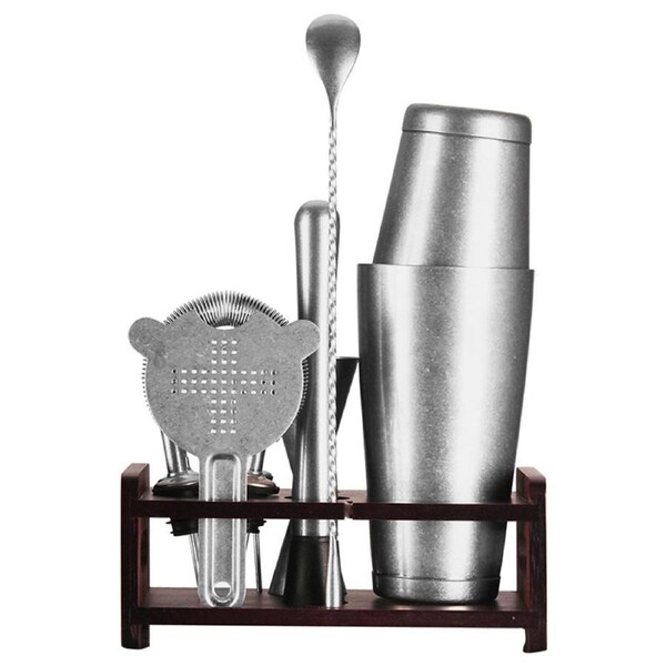 Antique Silver Cocktail Shaker Muddlers Maker Mixer Bar Tools 10pc Kit