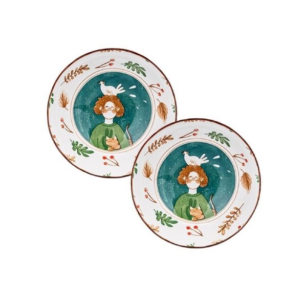 Ceramic Fairy Forest 20cm Deep Plate (Set of 2)