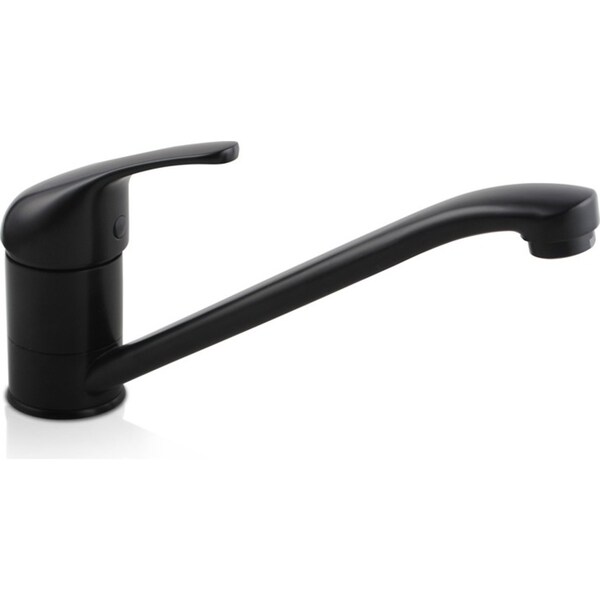 Kitchen Tap Black Round Brass Sink Mixer Swivel Faucet Lead Free Watermark WELS