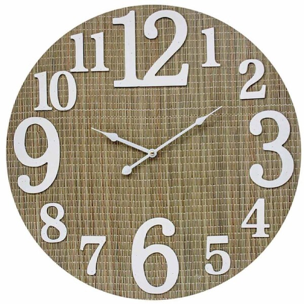 Clocks Wall Hanging Bamboo Weave Print Large Clock 58cm