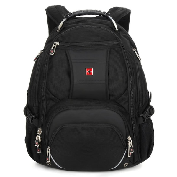 Swisswin Swiss waterproof 17" laptop Backpack School backpack Travel Backpack SW9371 Black