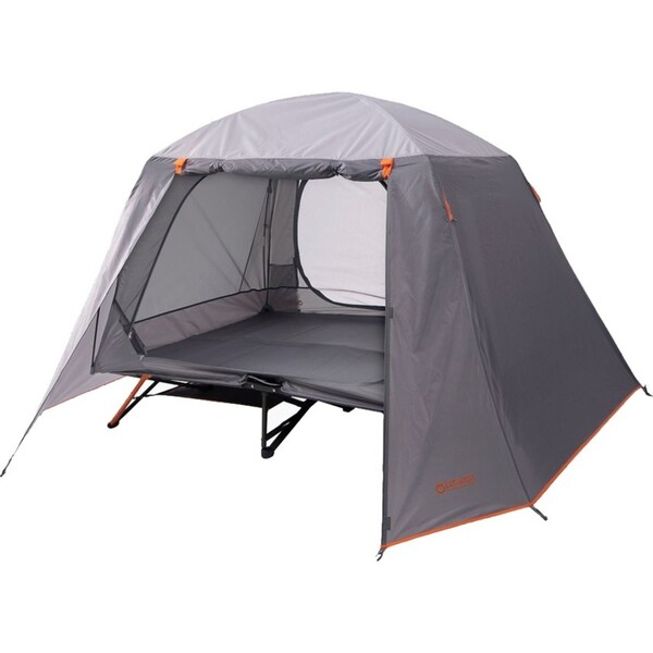 Wildtrak Easy Up Outdoor Camping Stretcher Tent Queen 200cm Double Door Grey