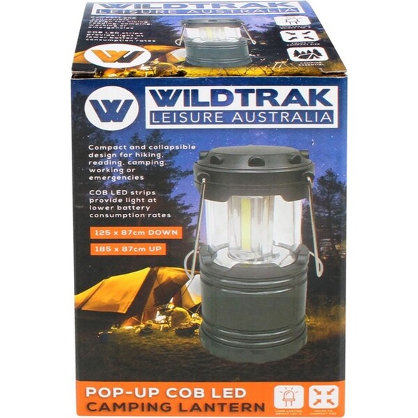 Wildtrak 18.5cm COB LED Pop Up Lantern Outdoor Camping Light 500 Lumens Black
