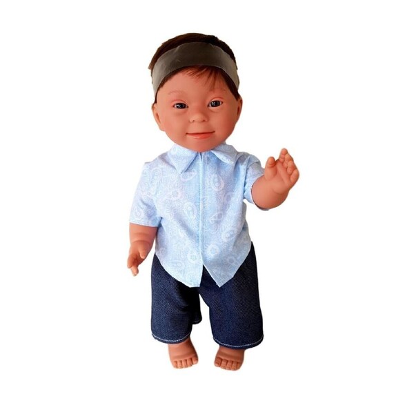 Down Syndrome Doll Brunette Hair Boy 37cm