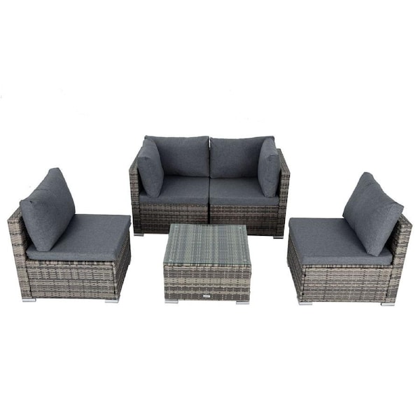 Maui 4 Seater Outdoor Lounge Set PE Rattan Grey
